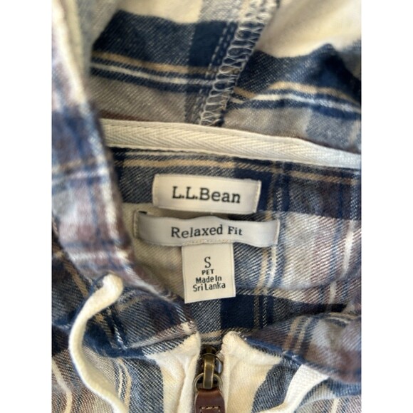 L.L. Bean Scotch Plaid Full Zip Hoodie Relaxed Fit Size Small Outdoors Fall - Picture 7 of 11